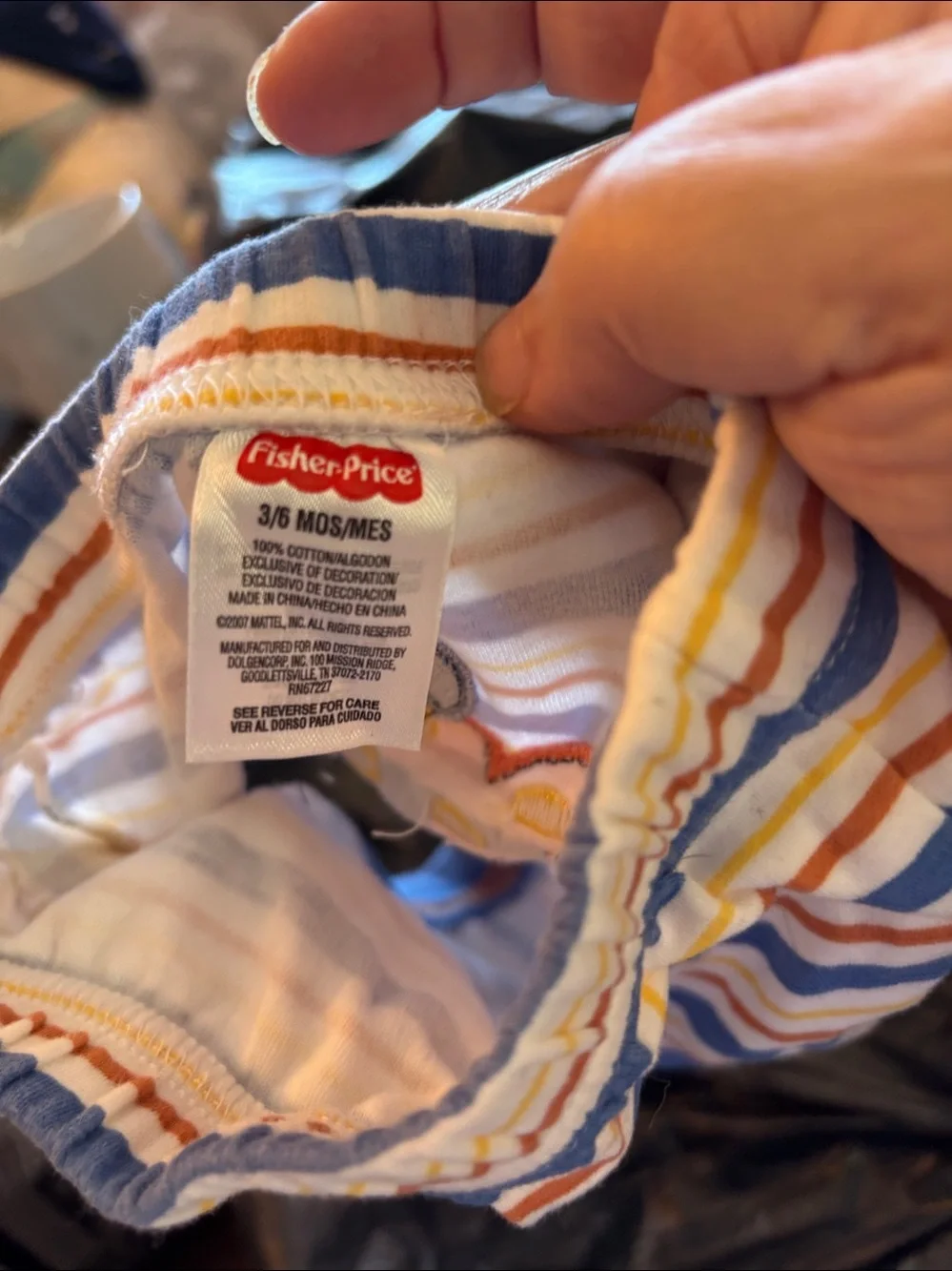 Striped Kids Fisher Price Diaper Cover - Blue, White & Orange 3-6 Months